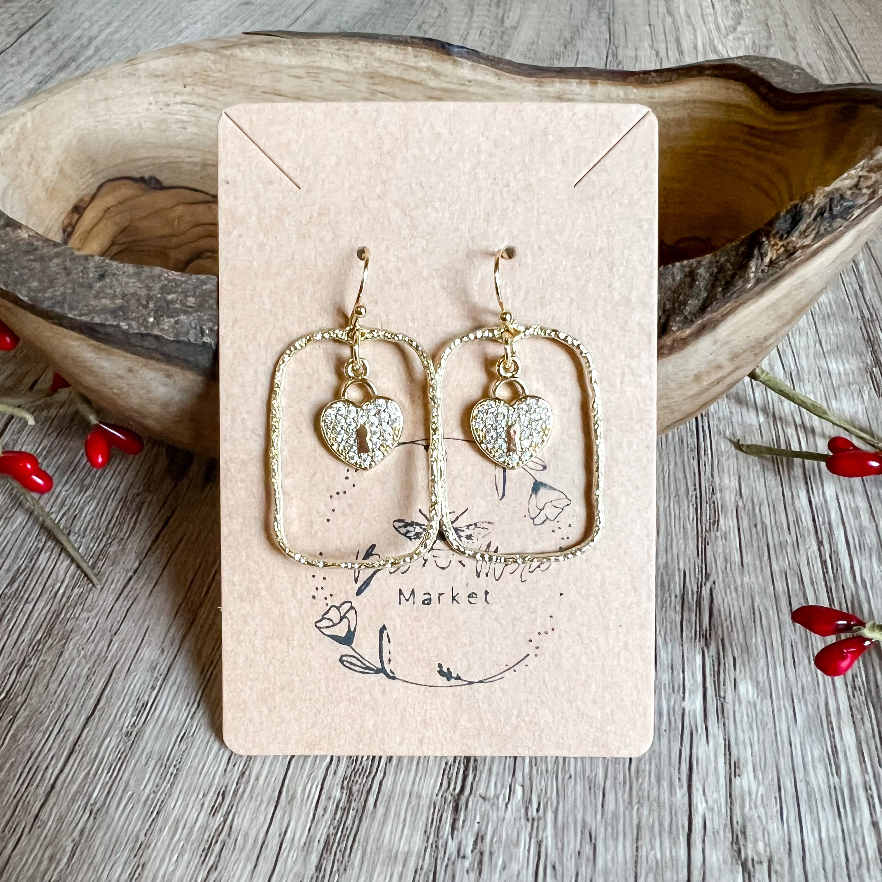 Locked in Love Heart Hoop Earrings