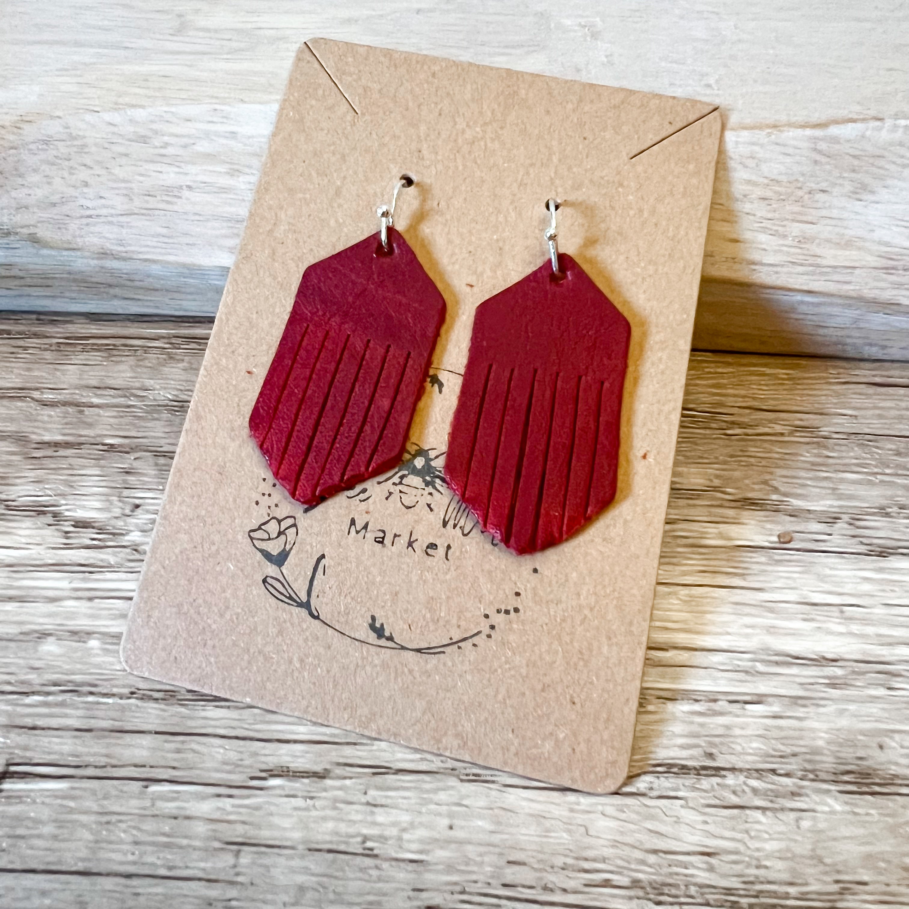 Deep Red Handmade Fringe Earrings