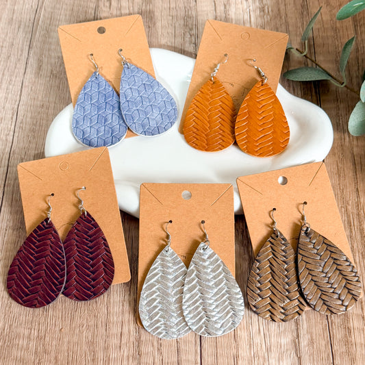 Tamara Teardrop Leather Statement Earrings