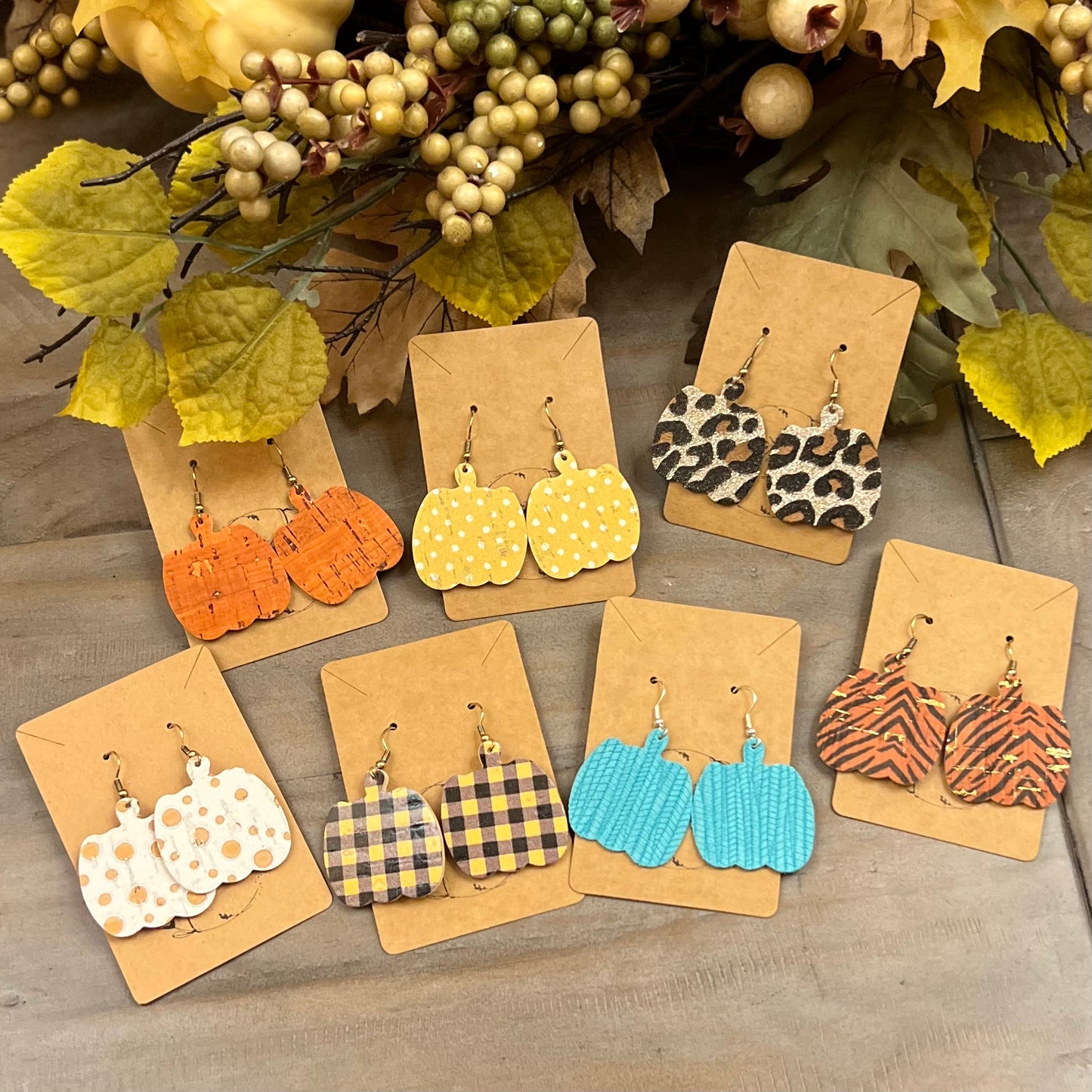 Genuine Leather Pumpkin Earrings