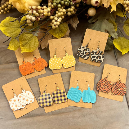 Genuine Leather Pumpkin Earrings