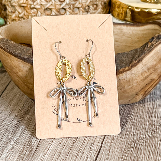 Dana Silver & Gold Bow Hoop Earrings