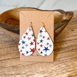 Red White & Blue Handmade Teardrop Earring