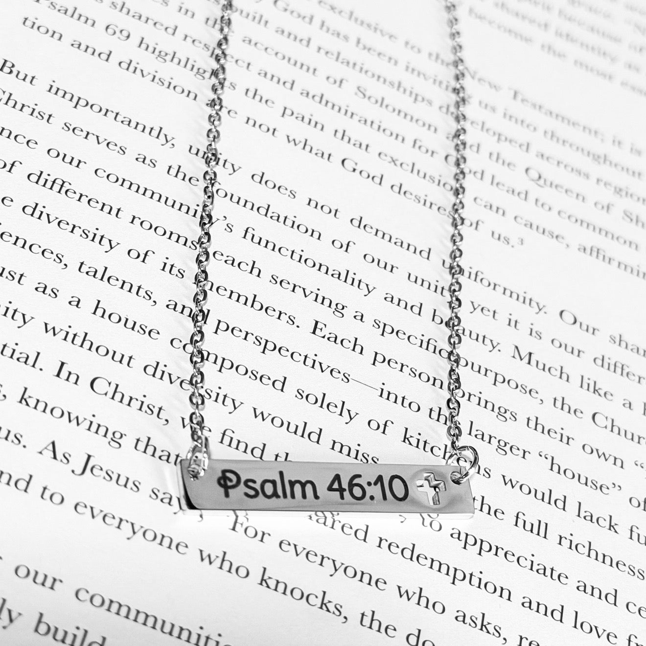 The Have Faith Cutout Cross Engraved Bar Necklace