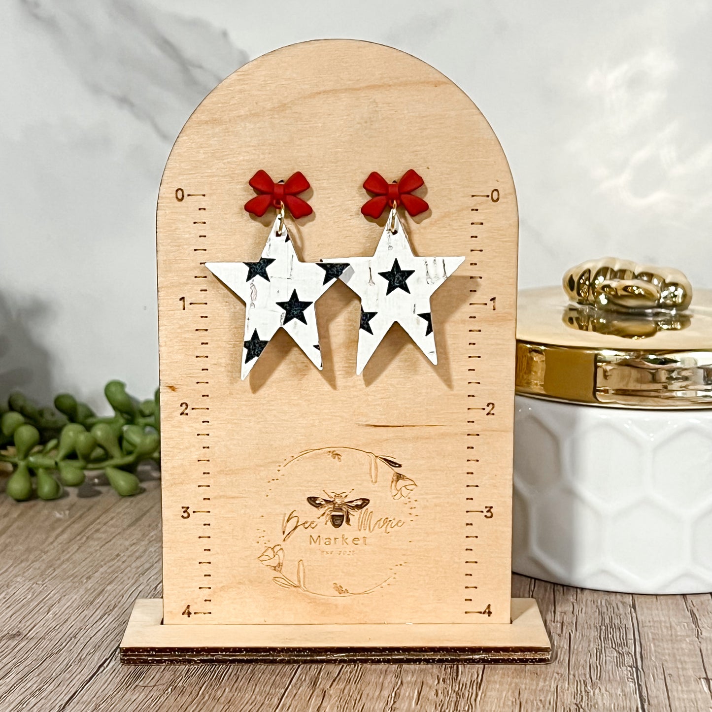 Distressed Star Bow Earrings
