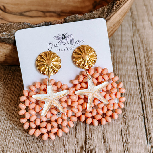 Coral Coast Beaded Statement Earrings