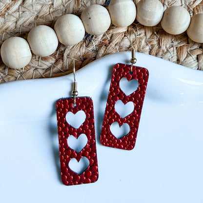 Red Valentine Pebble Heart Drops