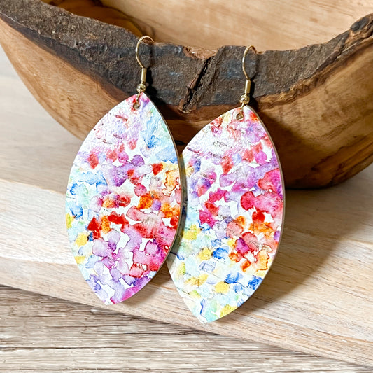Wilma Watercolor Leather Earrings
