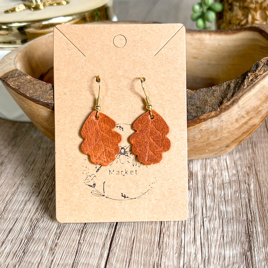 Petite Embossed Leaf Earrings
