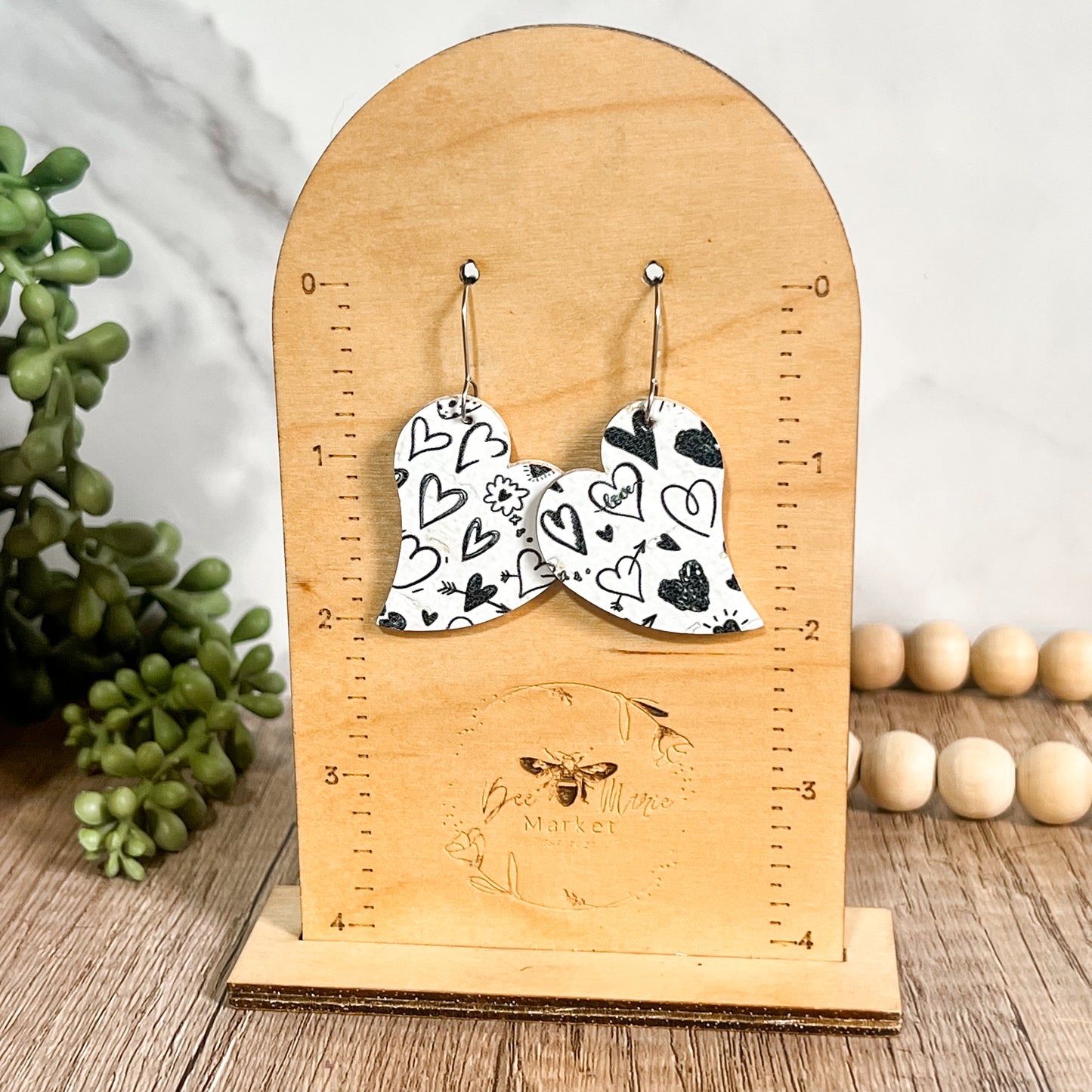 Doodle Slanted Heart Earrings