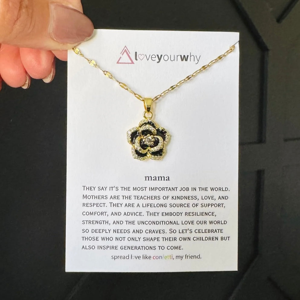 Brianna Black Flower Necklace