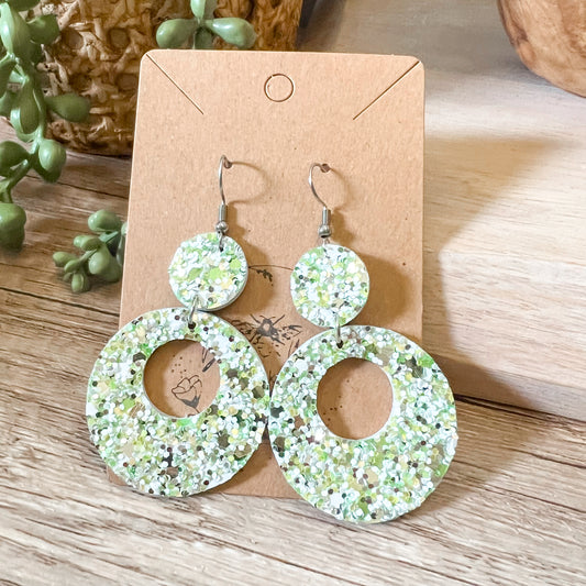 Light Green Chunky Glitter Hoop Earrings