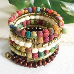 Jacqueline Coiled Wrap Beaded Bracelet Set