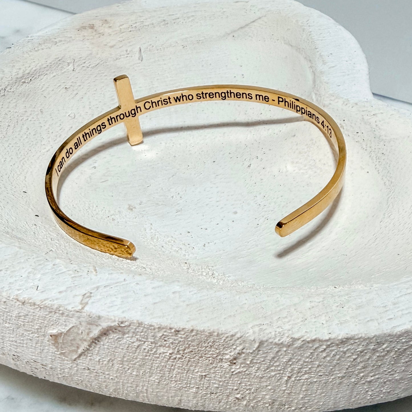 Philippians 4:13 Cross Cuff Bracelet - Waterproof