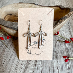 Dana Silver Bow Heart Earrings