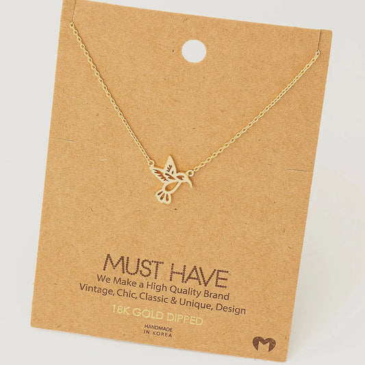 Dainty Gold Hummingbird Charm Necklace