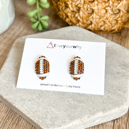 Rhinestone Football Stud Earrings