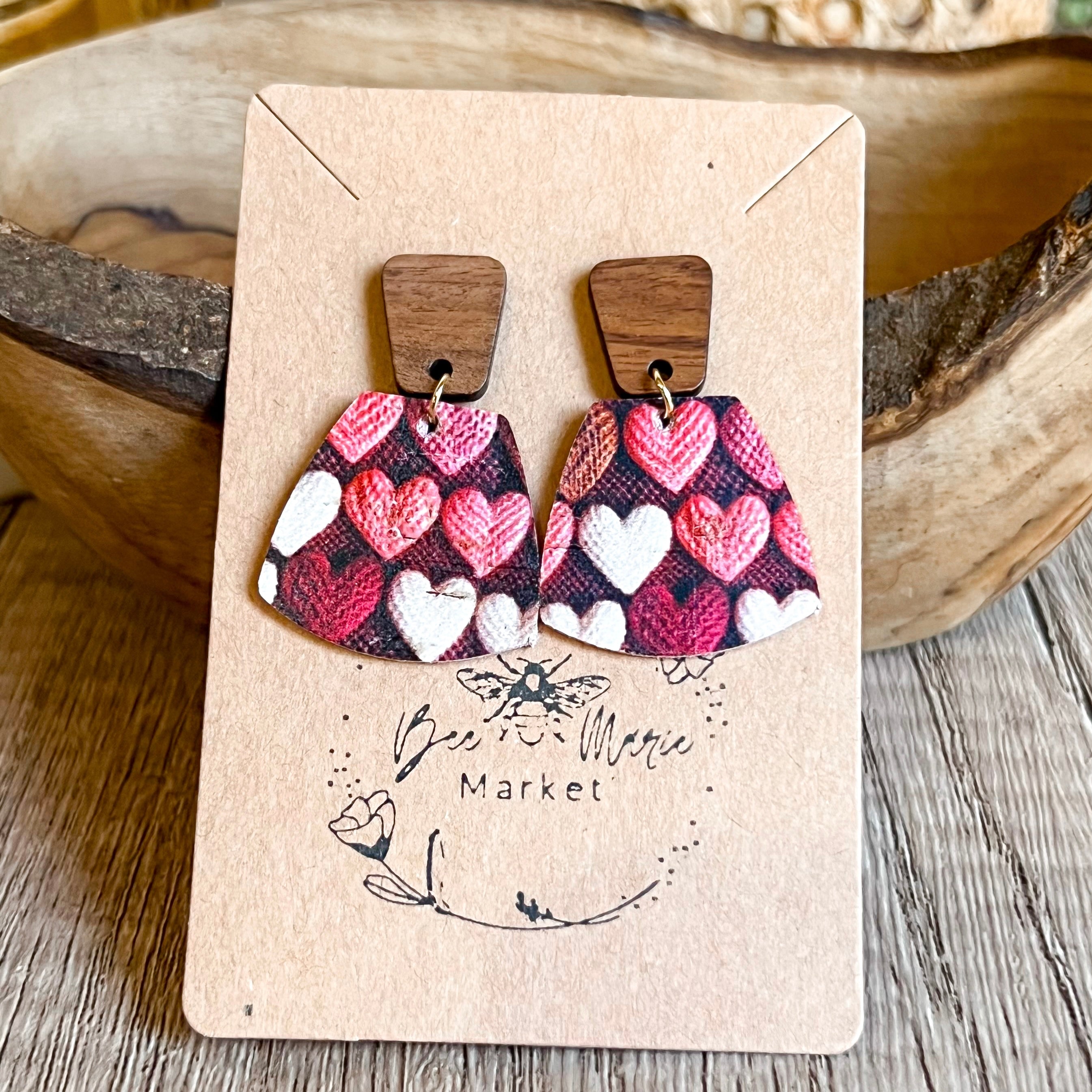 Scarlette Wood Heart Drop Earrings