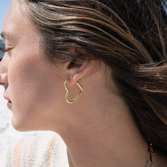 Gold Heart Hoop Earrings