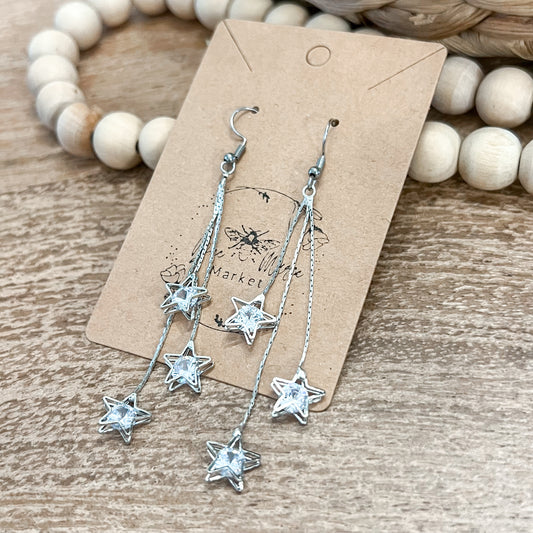 Silver Starlight Drop Earrings