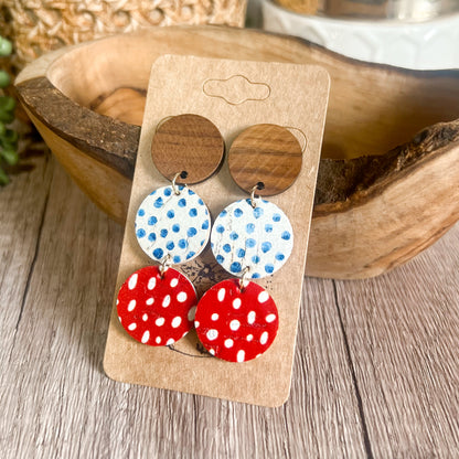 Red, White & Blue Polka Dot Tiered Drops