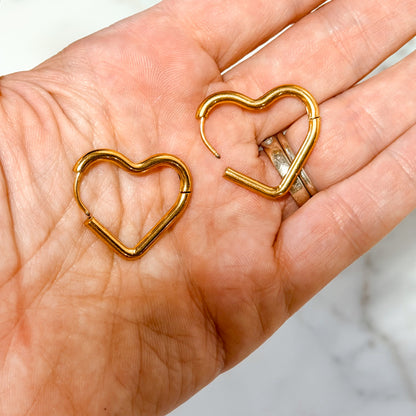 Gold Heart Hoop Earrings