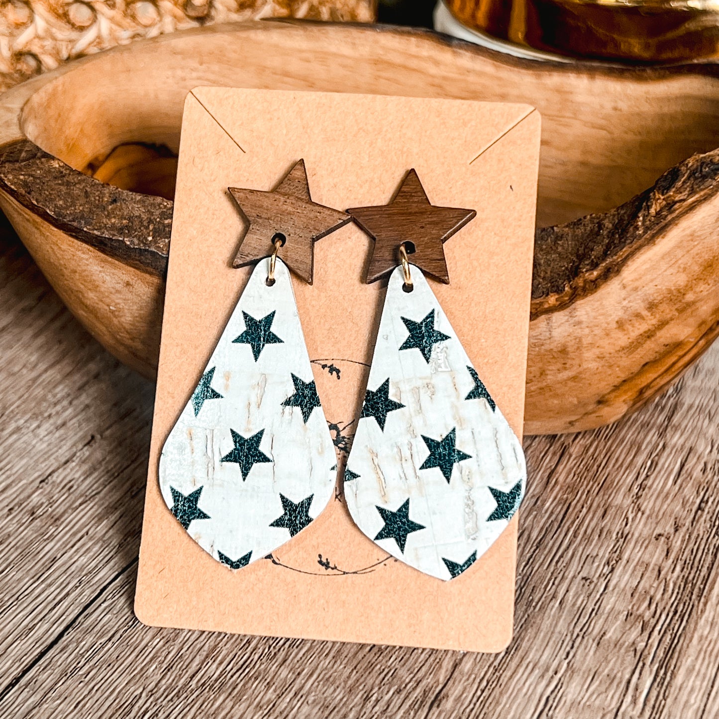 Distressed Star Teardrop Earrings