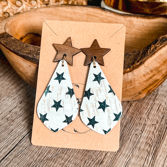 Distressed Star Teardrop Earrings