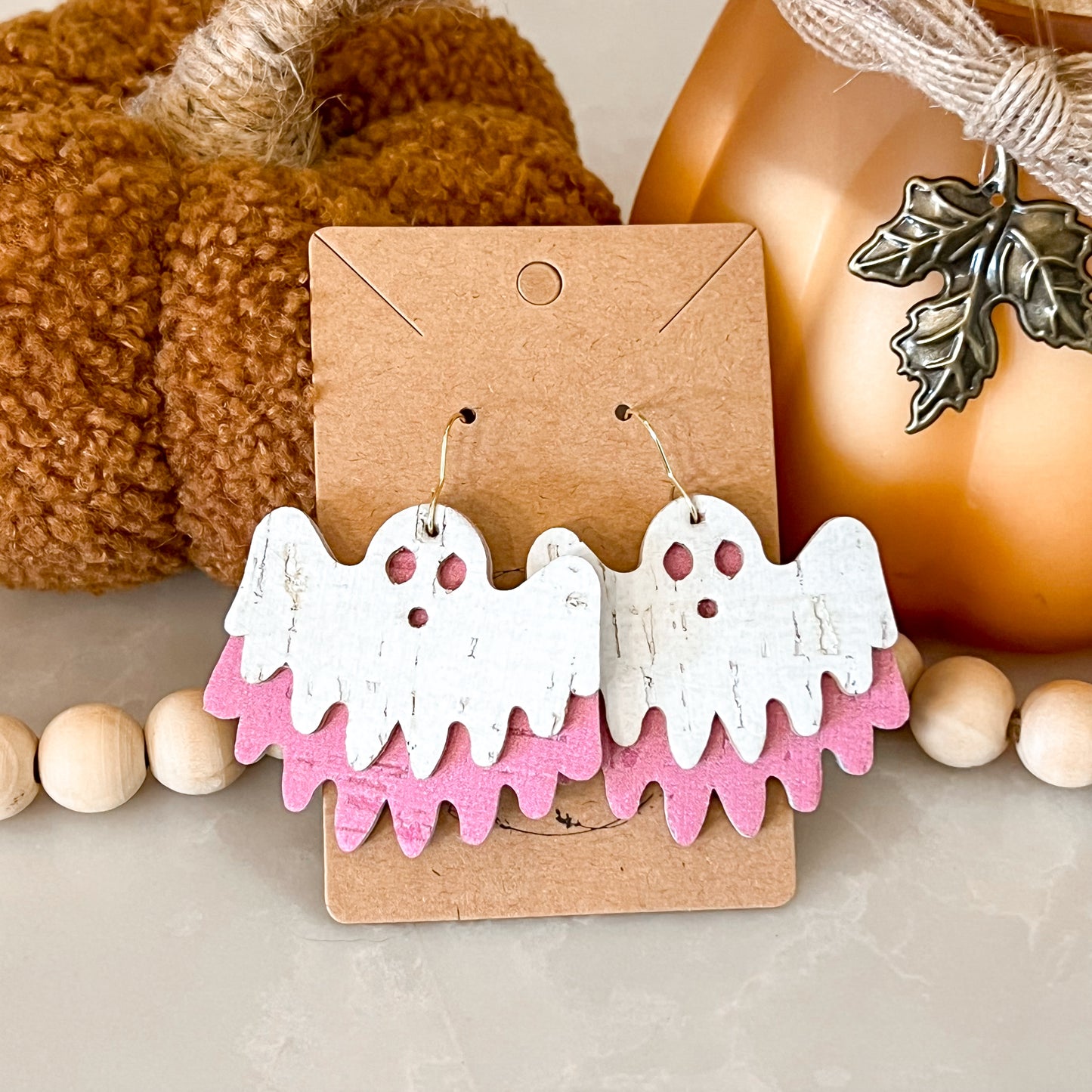 Pink Ghost Sheet Earrings