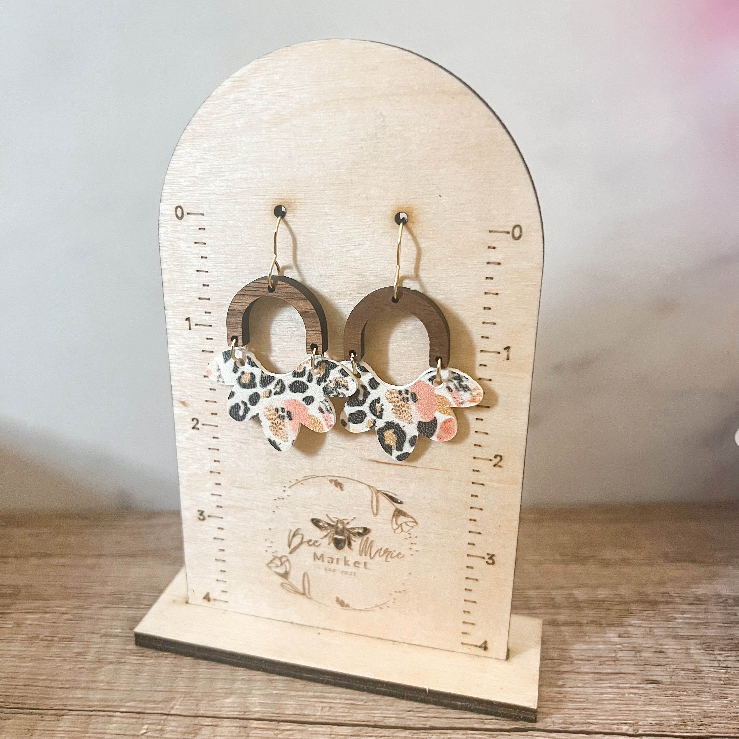 Jess Pink Animal Print Arch Earrings