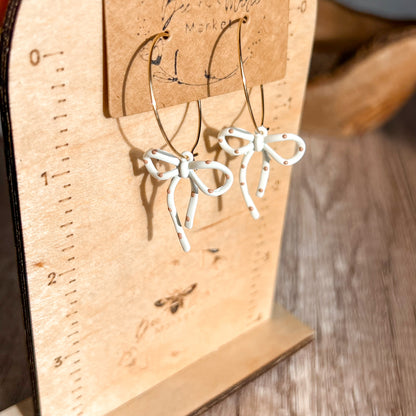 Darla White & Tan Polka Dot Hoop Earrings
