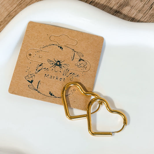 Gold Heart Hoop Earrings