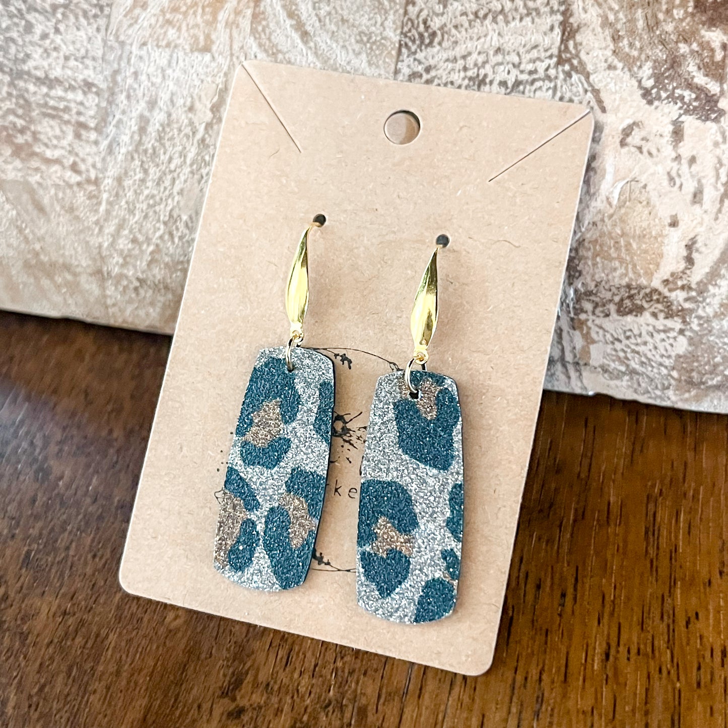 Golden Glam Leopard Bar Earrings