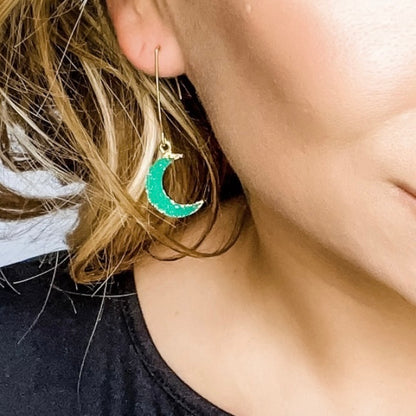 Teal Crystal Moon Drops