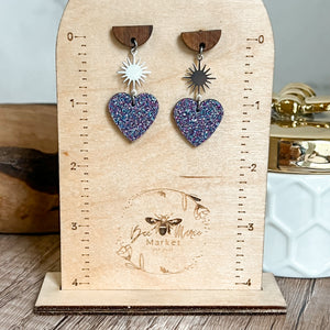 Bursting with Love Glitter Heart Earrings - Silver