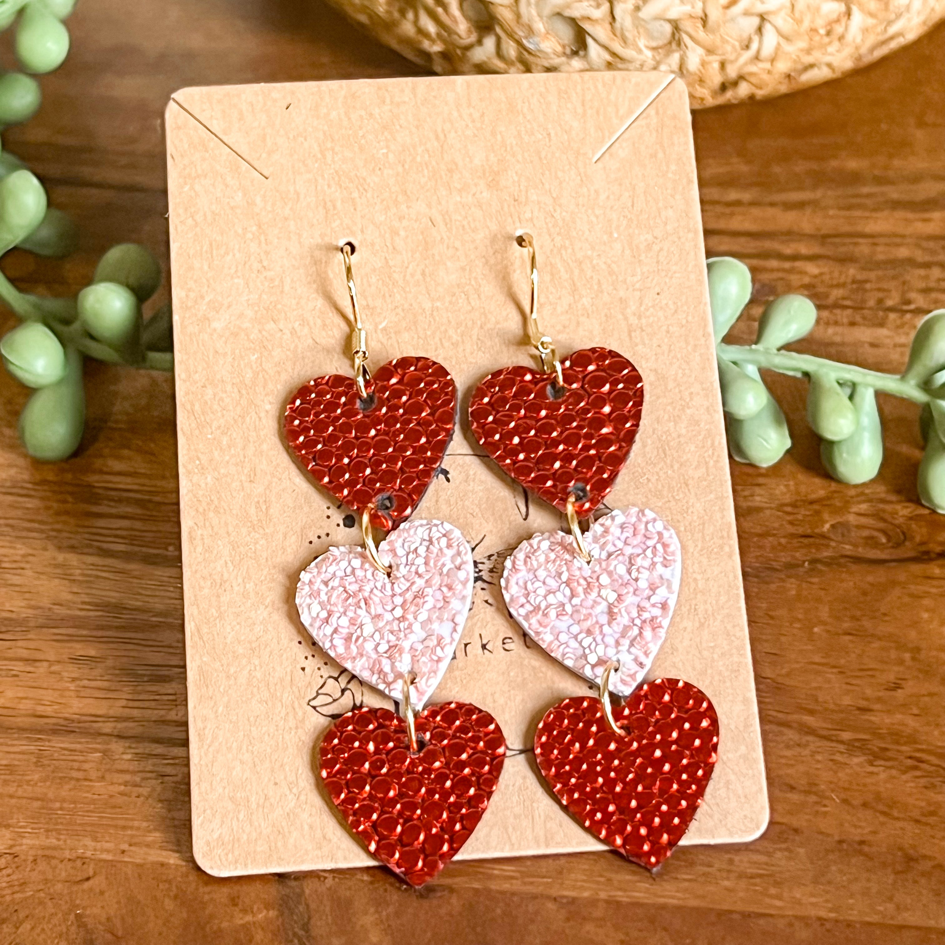 Penny Pebbled Heart Drop Earrings