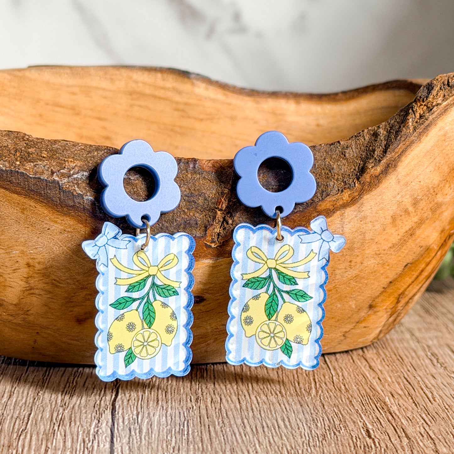 Lemon Gift Tag Acrylic Earrings