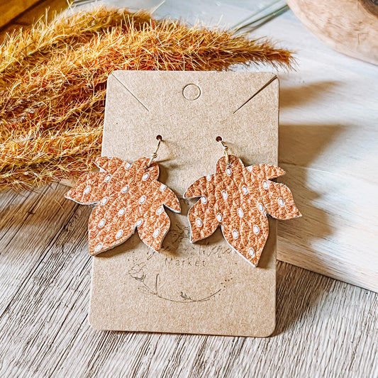 Polka Dot Rust Leaf Earrings