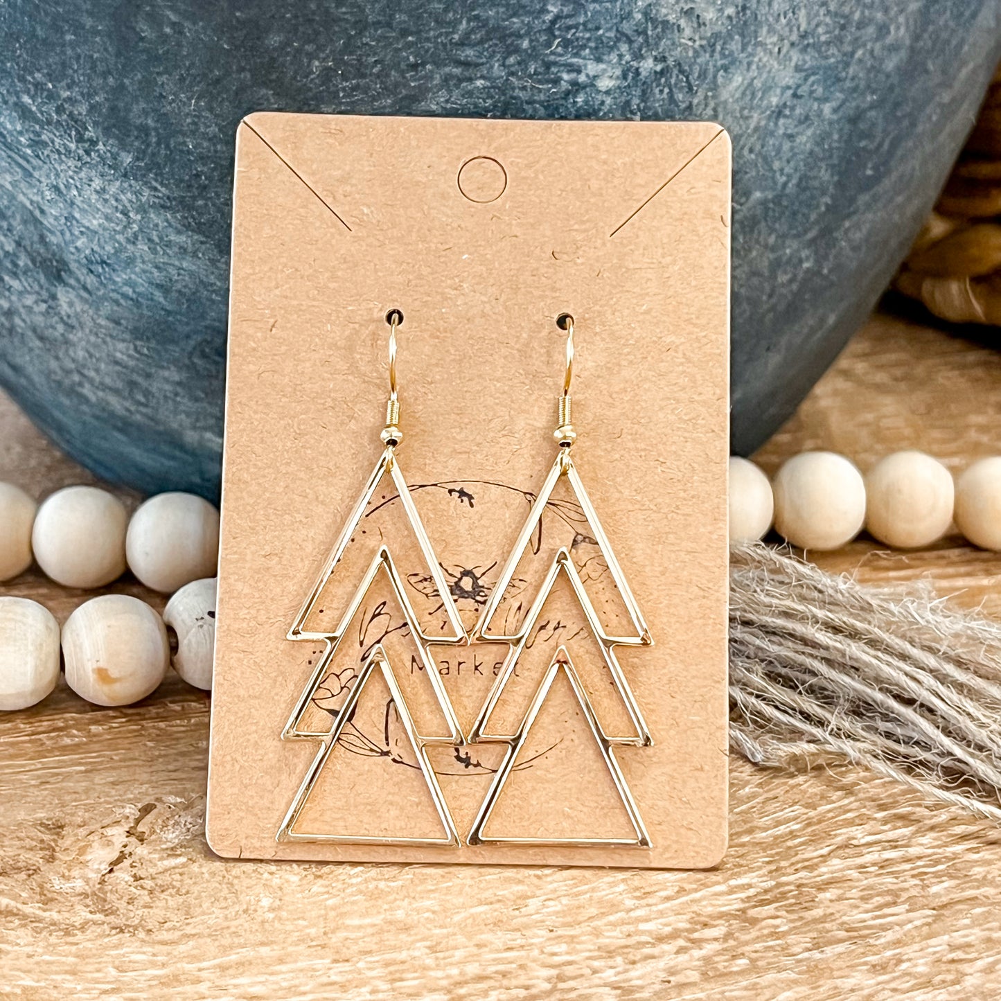 Gold Metal Christmas Tree Earrings