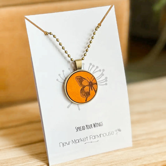 Butterfly Leather Pendant Necklace