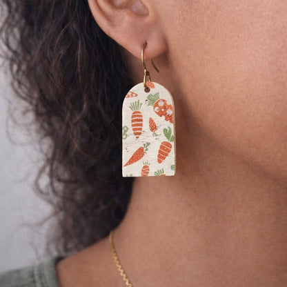 Carrot Patch Leather Earrings
