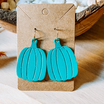 Turquoise Embossed Pumpkin Earrings