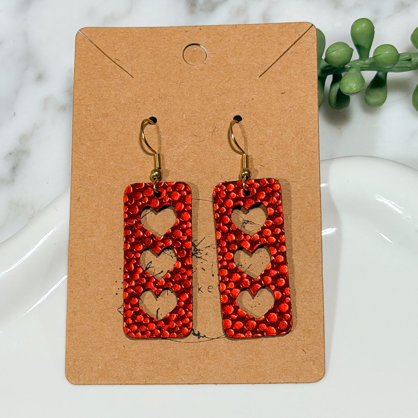 Red Valentine Pebble Heart Drops