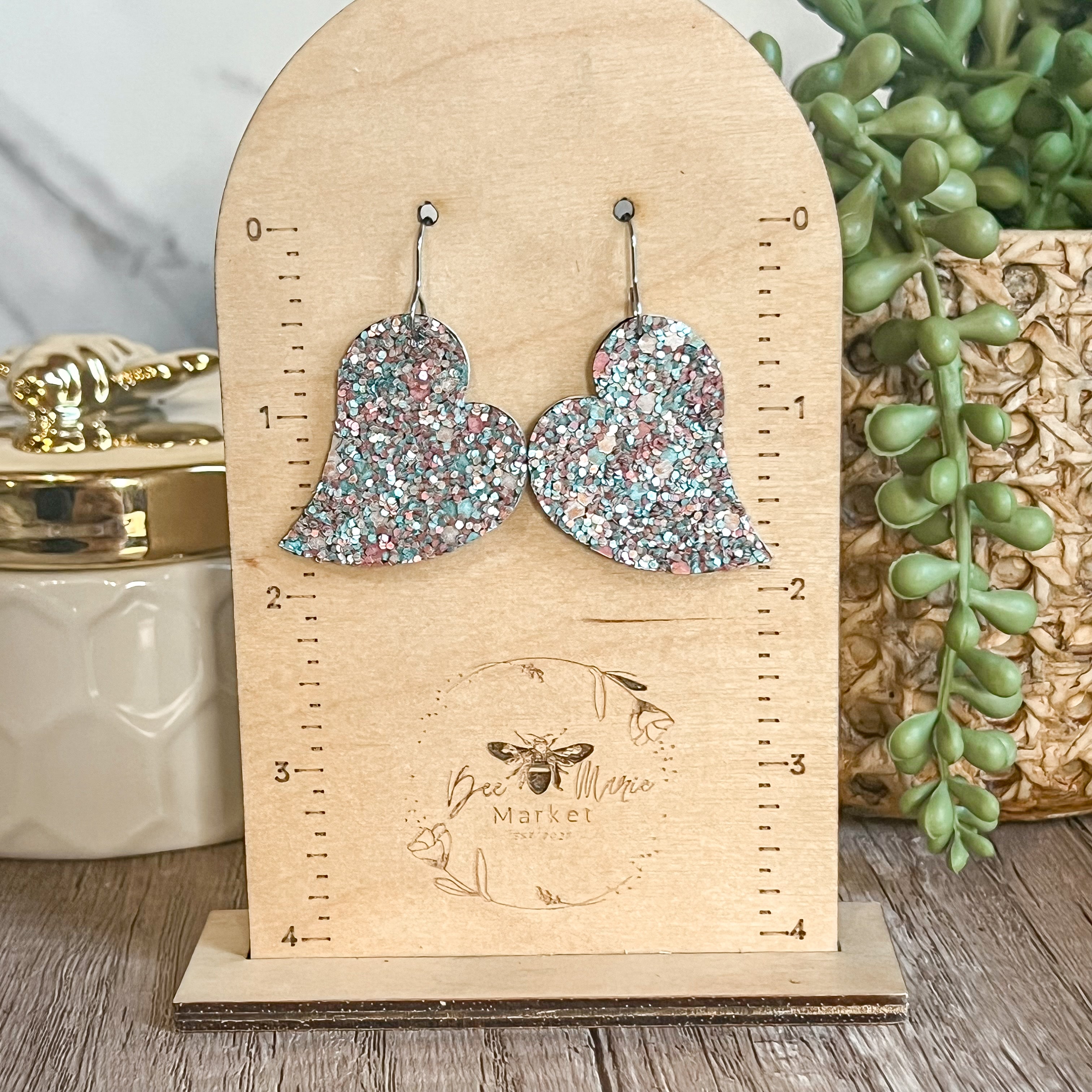 Terri Anne Romance Glitter Heart Earrings