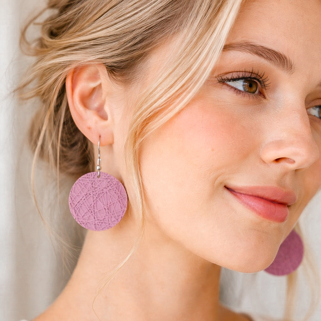 Lavender Sketch Leather Earrings