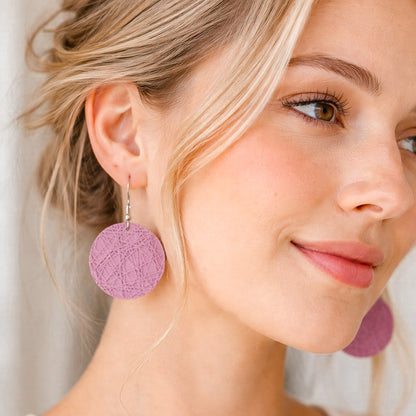 Lavender Sketch Leather Earrings