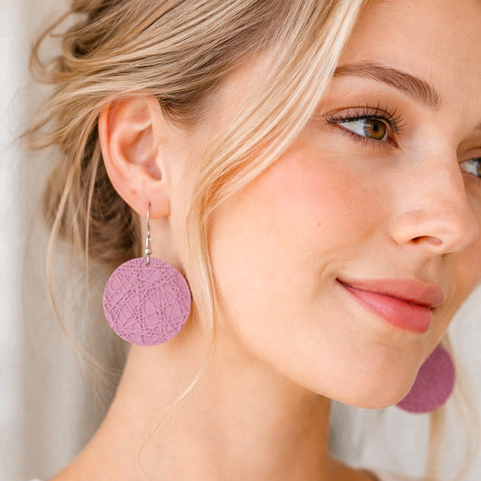 Lavender Sketch Leather Earrings