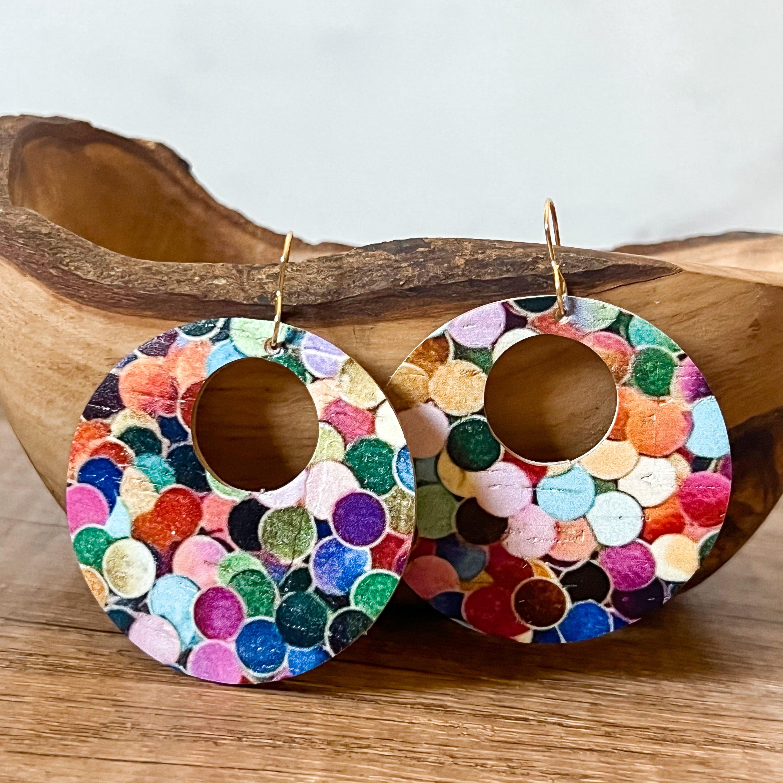 Confetti Party FB Leather Hoops