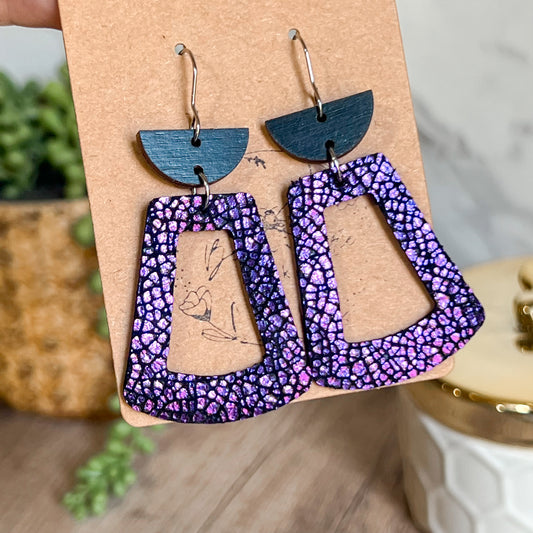 Grape Crackle Geo Hoops