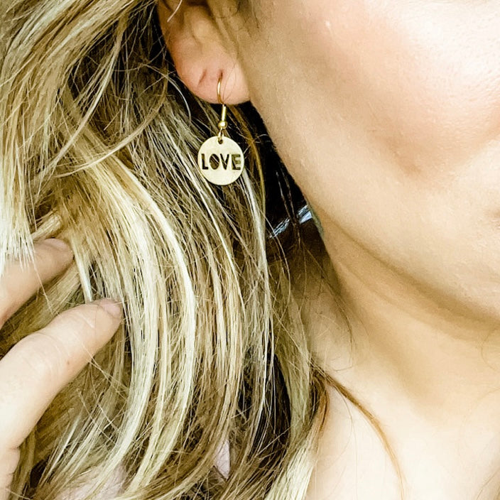 Gold L-O-V-E Dangle Earrings
